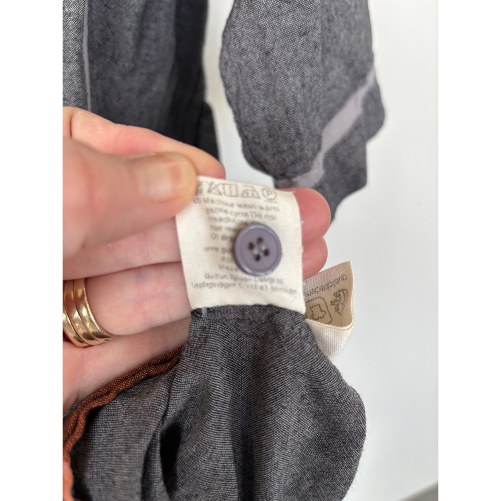 Gudrun Sjoden Grey Organic Cotton Striped Button Front Pocket Dress Large - Picture 5 of 10